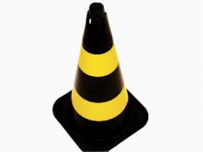 Cone plástico para sinalização, Preto/Amarelo 75 cm