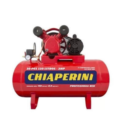 Compressor de ar média pressão 10 pcm 110 litros - Chiaperini 10/110 RED